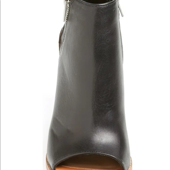 Dolce Vita Black Peep Toe Bootie With Wood Heel - Picture 2 of 15